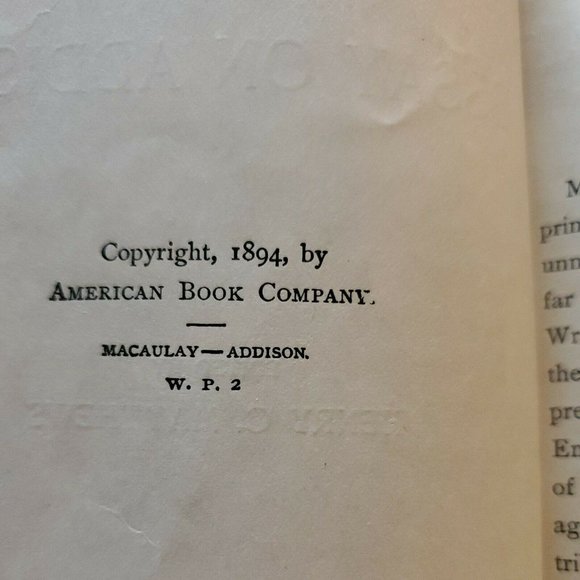 Macauley's Essay on Addison HC American Book Co Eclectic English Classics - Picture 6 of 7